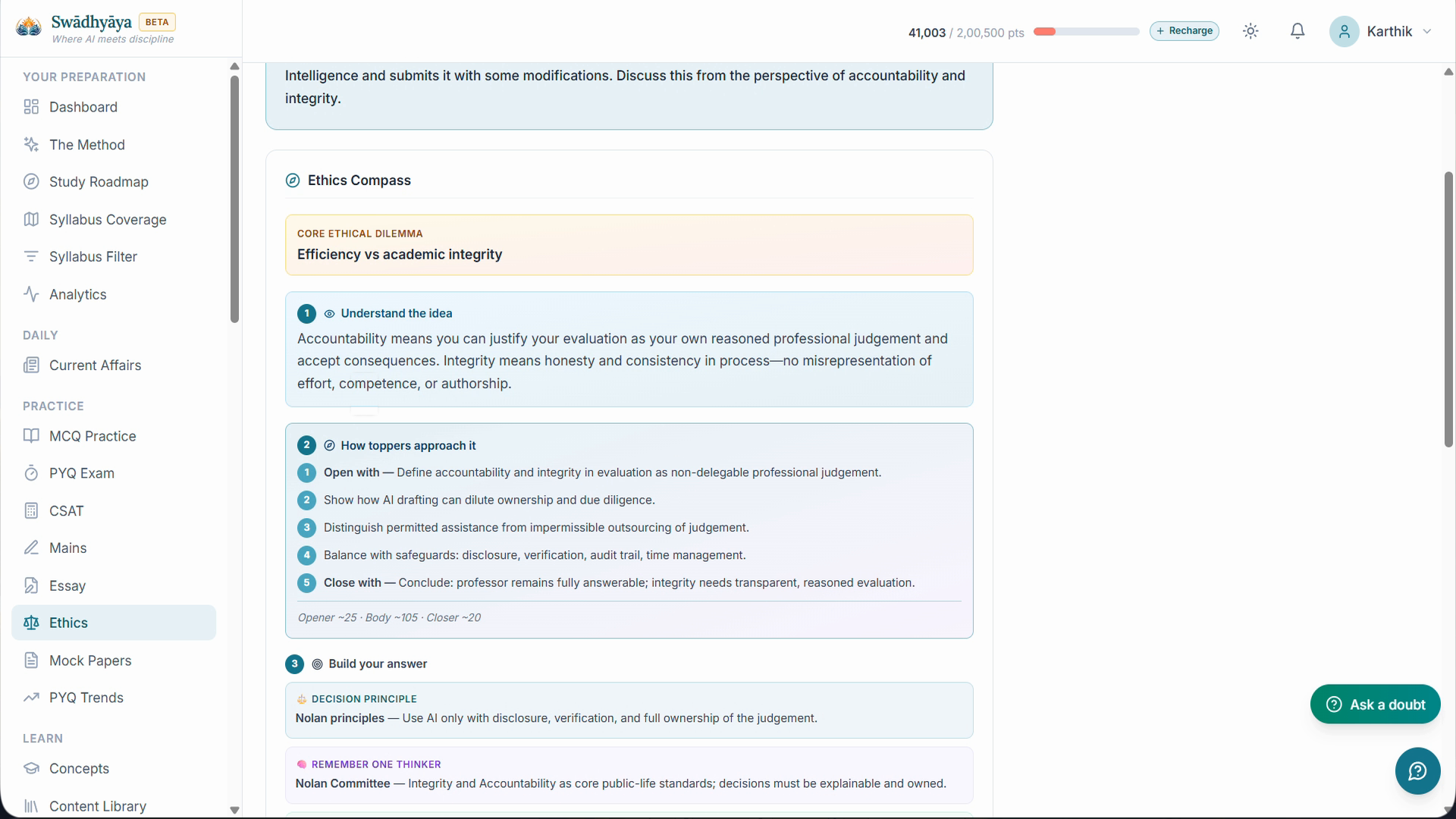 Case study with dilemma clarification, stakeholder map, and value hierarchy